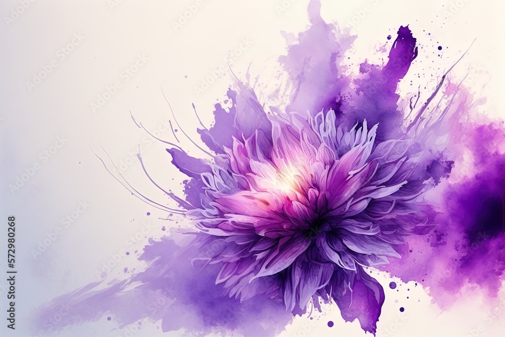 Poster artistic 2d animation of a purple flower abstract backdrop generative ai