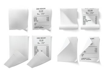 Realistic Paper Receipts Set