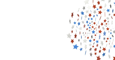 Stars - Festive background with confetti in the shape of stars in the color of the American flag.