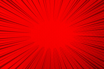 Red comic pop art vintage background with halftone dots