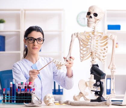 Young Female Archaeologist Working In The Lab