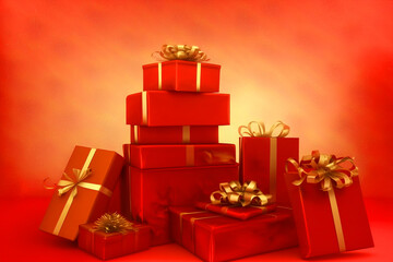 Obraz premium gift boxes. Generative AI 