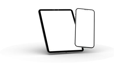 Photo 3D brandless tablet with empty screen isolated