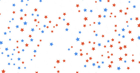  Red Blue White Stars Confetti Overlay
