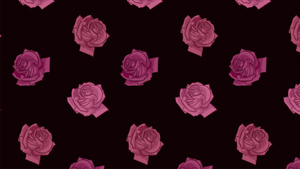 Seamless pattern with roses. hand-drawn