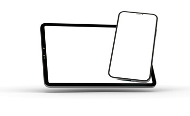 Naklejka na ściany i meble Photo White tablet, isolated on 3d background