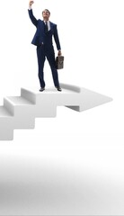 Obraz premium Businessman climbing career ladder in business concept