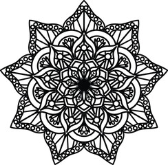 Mandala Coloring book page design. Simple coloring design for beginners, seniors and children. Mehndi flower pattern for Henna drawing and tattoo. Decoration in ethnic oriental, Indian sty