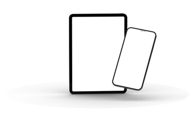 Naklejka na ściany i meble Photo Black tablet computer with blank 3d