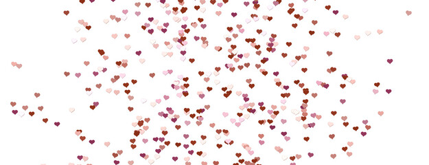 3D illustration of hearts falling