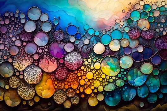 colorful bubbles on liquid background Generative AI