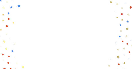 Stars - Red white blue shiny confetti stars on white background, isolate, tricolor concept,