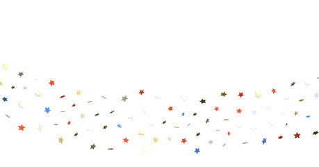 Stars - Red white blue shiny confetti stars on white background, isolate, tricolor concept,