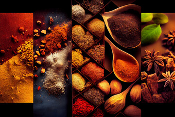 Collage of different spices