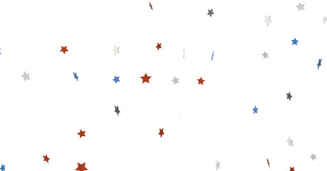 USA banner mockup with confetti stars in American national colors. USA Presidents Day, American Labor day, Memorial Day, US election concept.