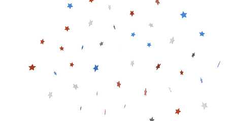 USA banner mockup with confetti stars in American national colors. USA Presidents Day, American Labor day, Memorial Day, US election concept.
