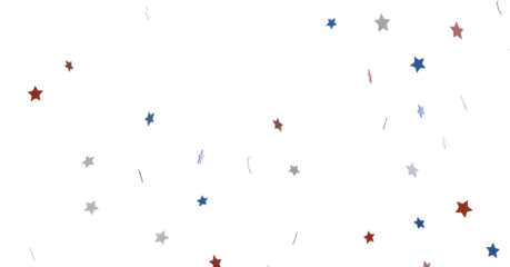 festive pattern with flying, falling red, blue, white stars in colors of the United States' flag