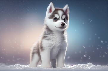 Siberian Husky Puppy Charming At Christmas Time Generative AI