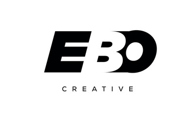 EBO letters negative space logo design. creative typography monogram vector