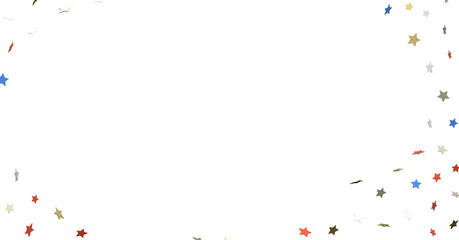 Stars - A blue glitter confetti border with red and blue stars on white