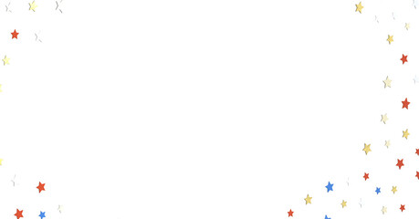 Stars - A blue glitter confetti border with red and blue stars on white