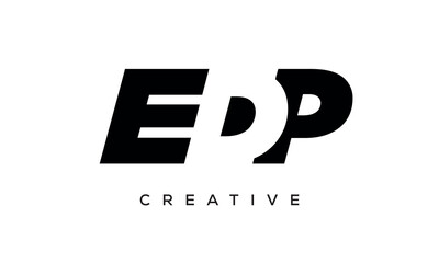 EDP letters negative space logo design. creative typography monogram vector