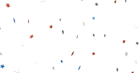 Stars - A blue glitter confetti border with red and blue stars on white