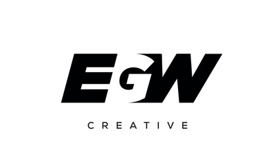 EGW letters negative space logo design. creative typography monogram vector