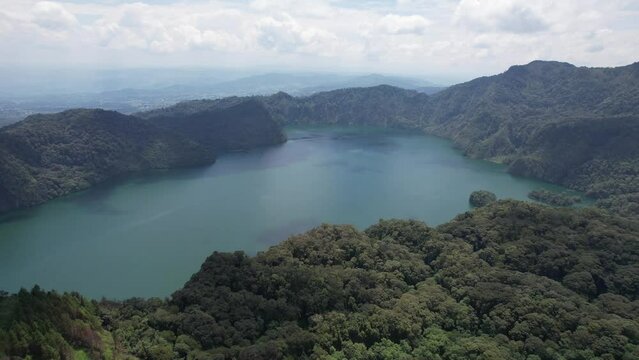 Aerial view to Lake Ngozi (Ngosi), Tanzania. Large crater in Africa.