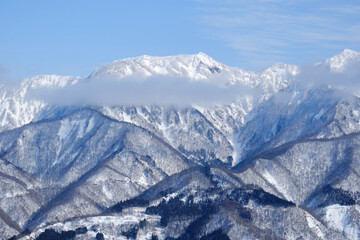 snow covered mountains in Hakuba, Japan