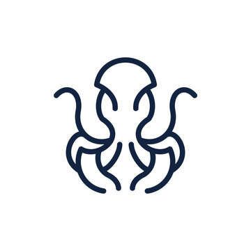Line octopus simplicity illustration logo design