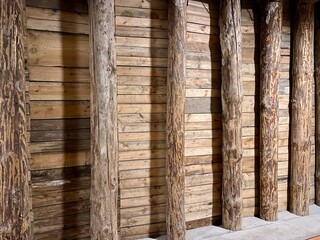 Wooden wall in Salt Mine in Krakow, Poland. Wieliczka Salt Mine.