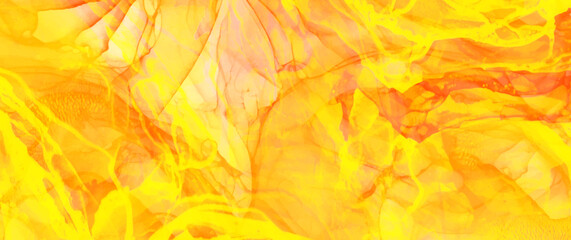 Fototapeta premium Abstract yellow and orange ink vector art background for cover design, card, flyer, poster and design interior. Fire. Flame. Fluid art. Modern watercolor illustration.