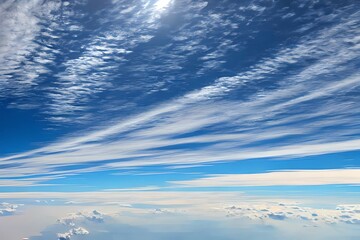 Naklejka na ściany i meble Beautiful View Of Sky From Airplane Window Background. Generative AI