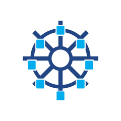Water turbine spin power logo design