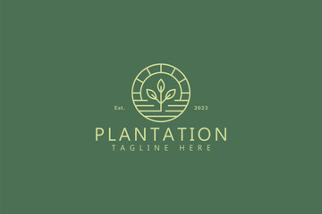 Fototapeta premium Plantation Sign Symbol for Business Vegan Food, Fresh, Organic, Quality Vegetable Logo Badge