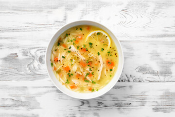Lemon chicken orzo soup. Healthy food