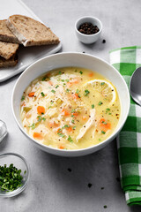 Lemon chicken orzo soup. Healthy food