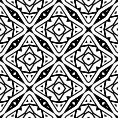 Vector geometric seamless pattern. Minimal ornamental background with abstract shapes. Black and white texture. Simple abstract ornament background. Dark repeat design for decor, fabric, cloth.