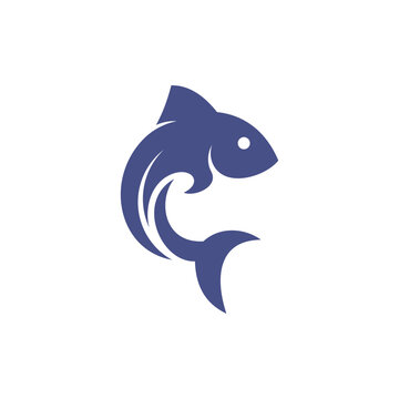 Fish silhouette modern creative logo design
