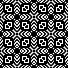 Vector geometric seamless pattern. Minimal ornamental background with abstract shapes. Black and white texture. Simple abstract ornament background. Dark repeat design for decor, fabric, cloth.