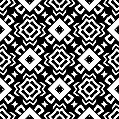 Vector geometric seamless pattern. Minimal ornamental background with abstract shapes. Black and white texture. Simple abstract ornament background. Dark repeat design for decor, fabric, cloth.
