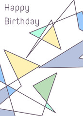 Colorful Retro Happy Birthday Card, Geometric Abstract Illustration Invitation