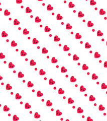 Vector pattern of hearts with a cute face. March 8 pattern for background. Happy heart vector illustration. 