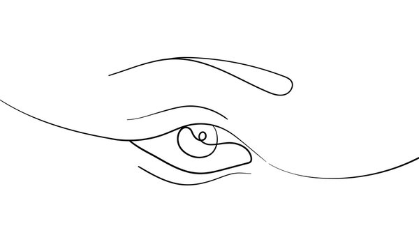 recommend clip art: One continuous single line of beautiful woman eye isolated on white background.