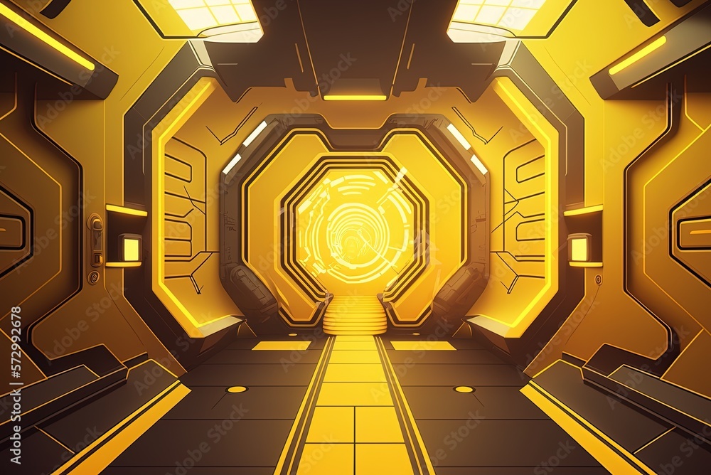 Poster yellow techno backdrop from the future generative ai