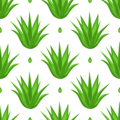 Aloe vera. A green plant. Seamless vector background.