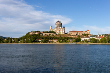 The Esztergom Basilica from across the Danube River. - 572993207