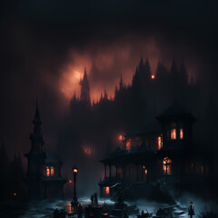 castle at night, Generative AI