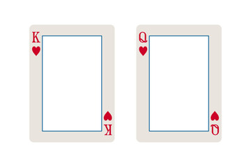 King and Queen of Hearts pair of playing cards as picture frame set in vector - obrazy, fototapety, plakaty